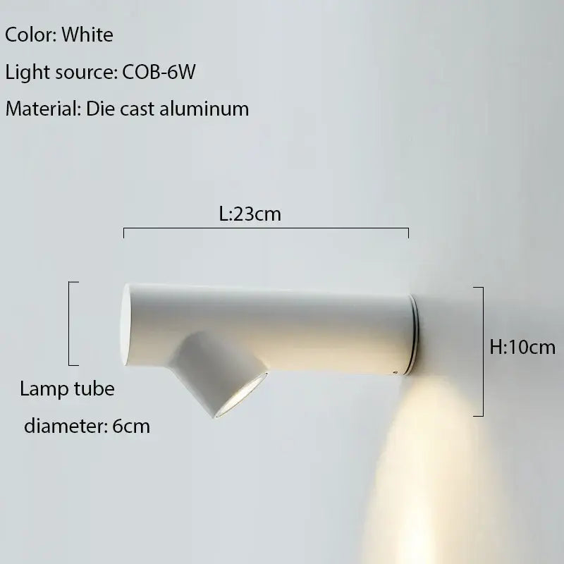 White die-cast aluminum wall sconce with cob-6w led light source for modern living room decorbites led wall lighting