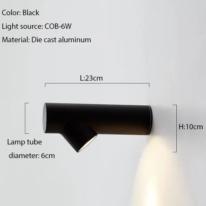 Modern tree branch black and white led wall sconce with black die-cast aluminum spotlight and cob-6w light source decorbites led wall