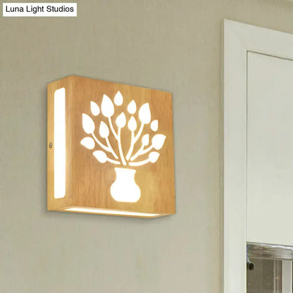 Modern tree pattern bamboo wall light with carved design emitting warm light direct wired electric wall light maximum bulb wattage