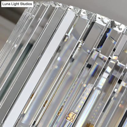 Lámpara de techo moderna de tres lados con varilla de vidrio y tambor - 4 luces, cromada, 49,5 cm/60 cm de ancho