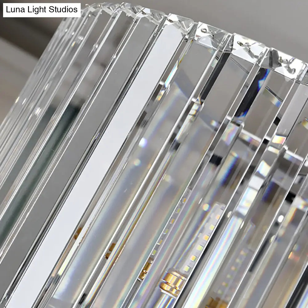 Lámpara de techo moderna de tres lados con varilla de vidrio y tambor - 4 luces, cromada, 49,5 cm/60 cm de ancho