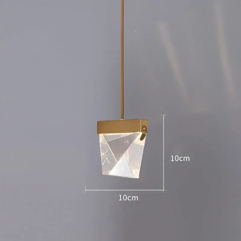 Modern triangular bronze crystal wall sconce with gold metal frame and faceted glass panels for living room decorbites crystal wall