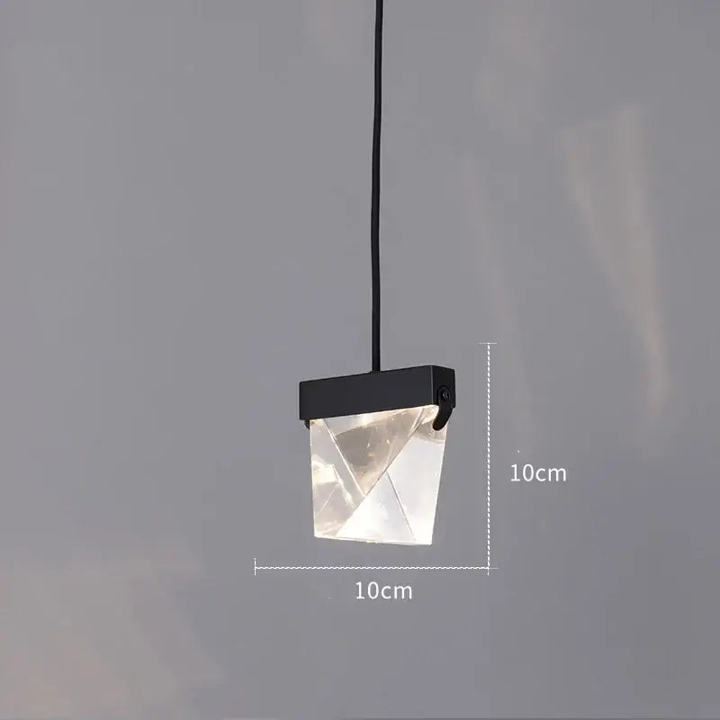 Modern black-framed pendant light with clear geometric crystal shade 10cm for living room decorbites crystal wall sconce
