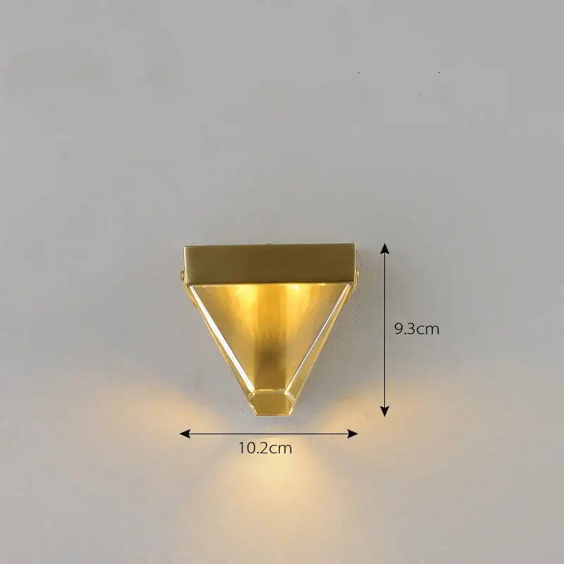 Modern triangular bronze crystal wall sconce with gold finish and sleek design for living room decorbites crystal wall lighting