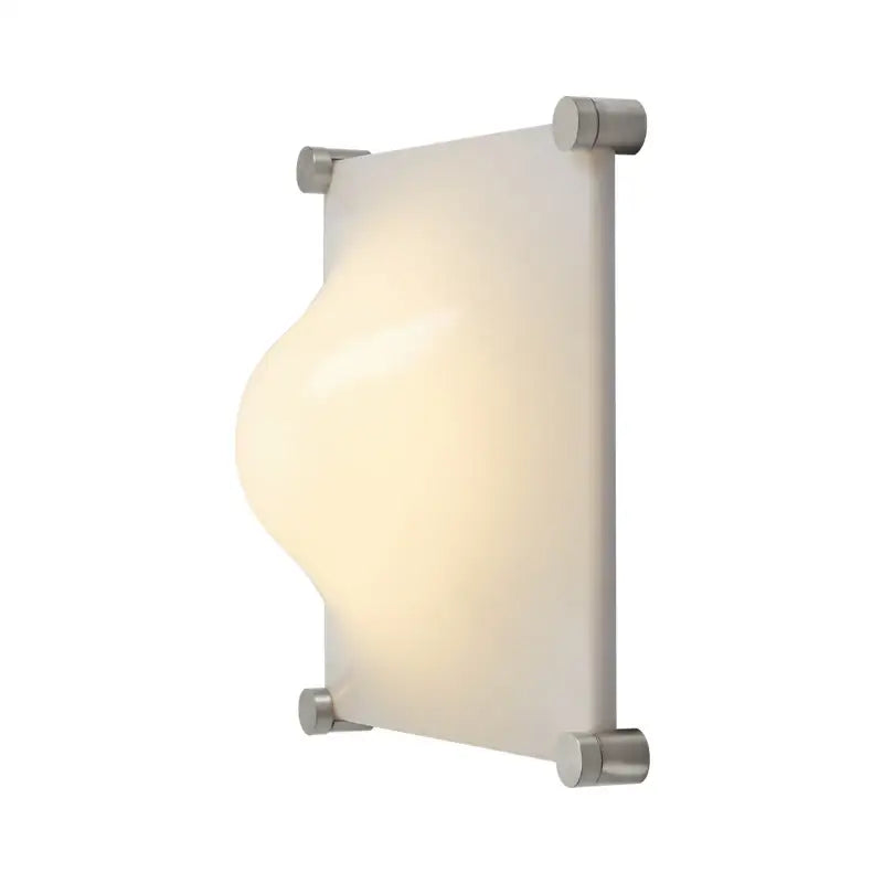 Modern triangular cream style wall lamp with a curved frosted glass shade and brushed metal frame for bedroom decorbites cream style