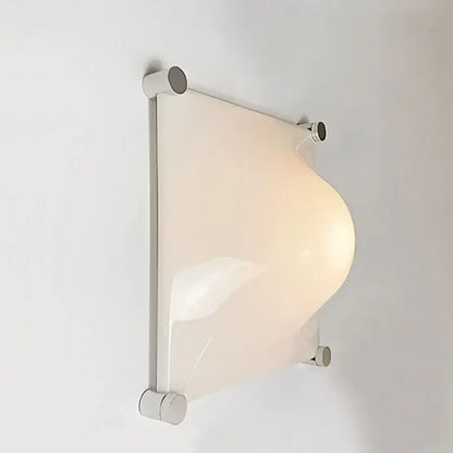 Modern triangular cream style wall lamp with frosted glass shade and chrome frame for bedroom decorbites cream style decor