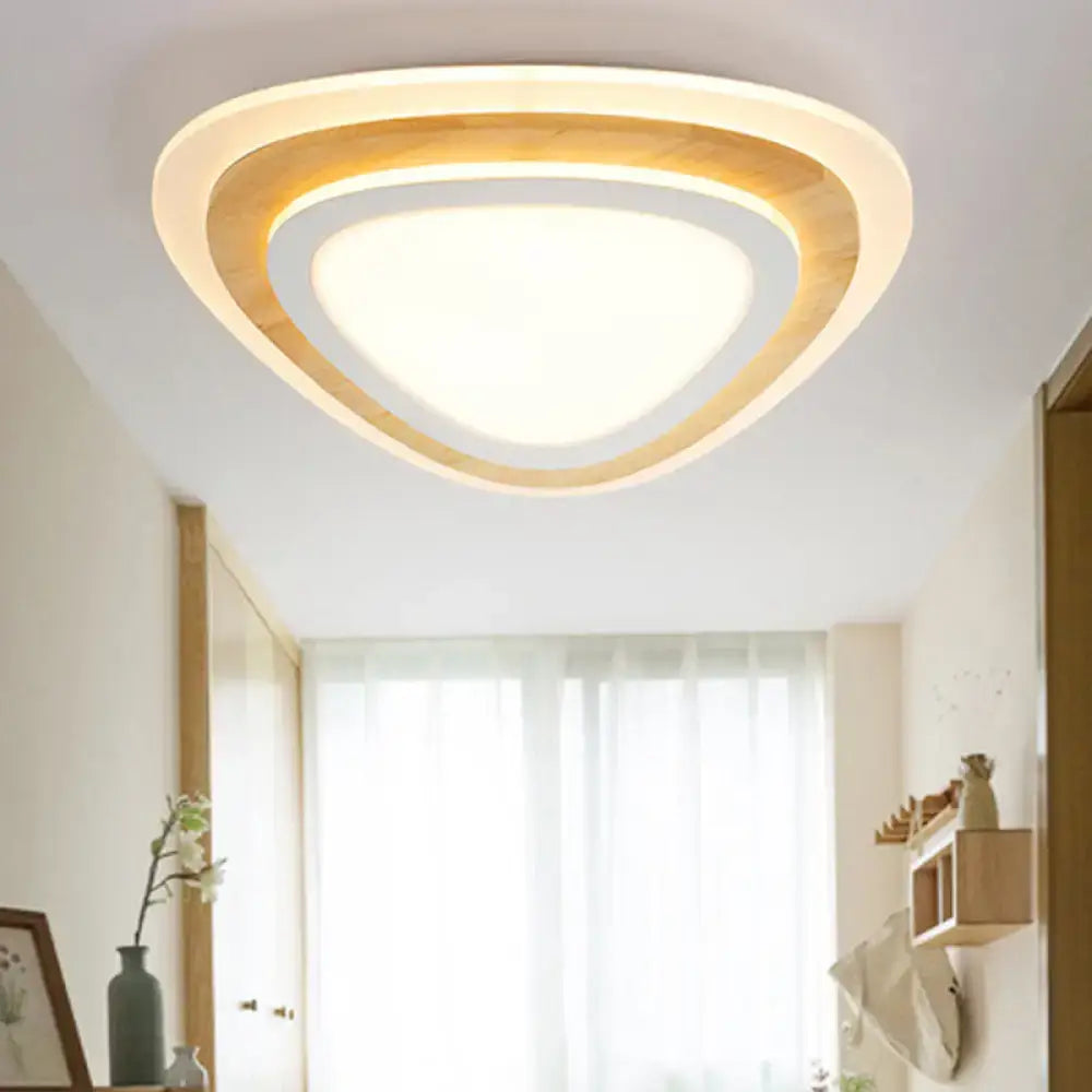 Modern DecorBites™ kids room LED flush mount ceiling light with warm wood trim and soft white acrylic diffuser