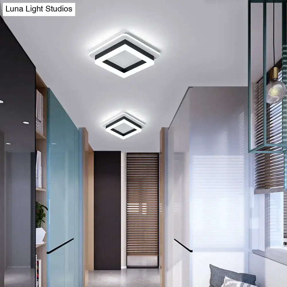 Modern square decorbites™ compact metal led flush mount ceiling light with sleek black and white geometric design
