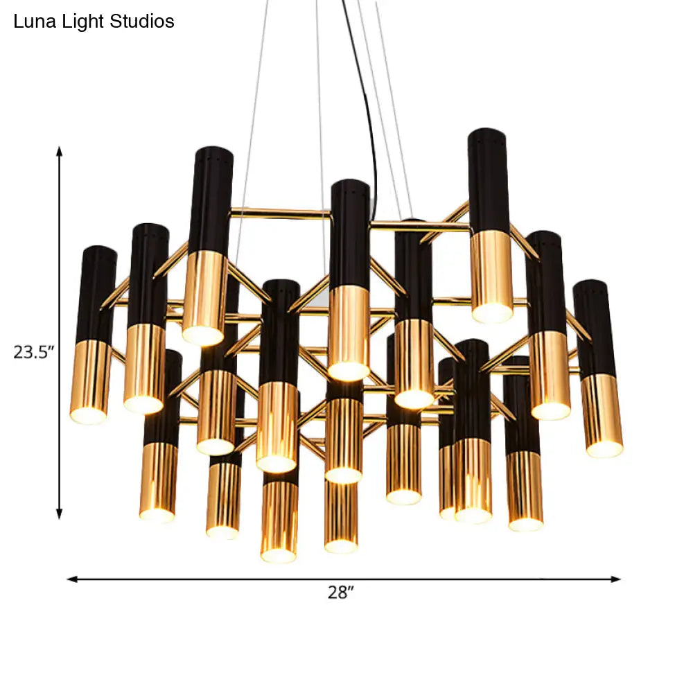 Lámpara de techo tubular moderna - Metal dorado, 7/13/19 luces, luz cálida, para sala de estar