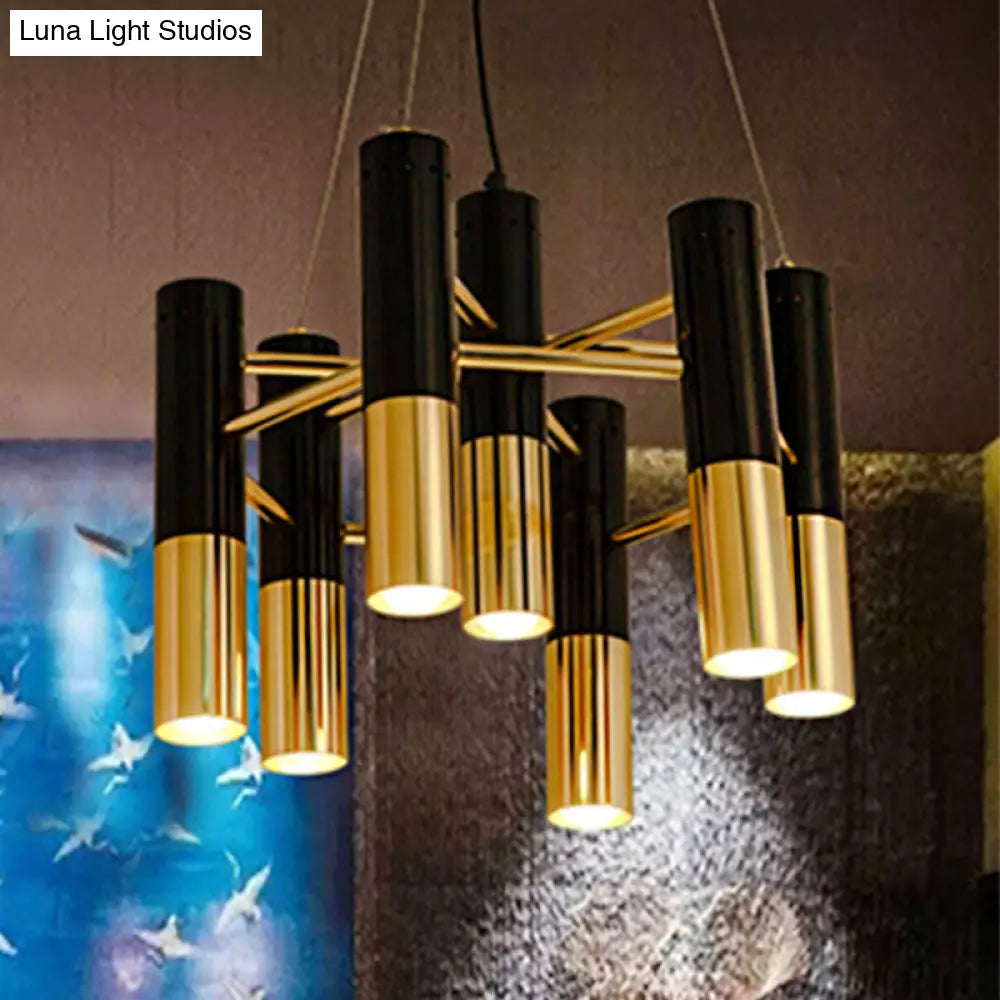 Lámpara de techo tubular moderna - Metal dorado, 7/13/19 luces, luz cálida, para sala de estar