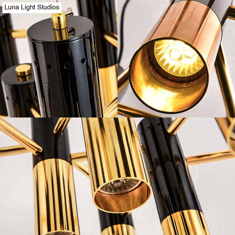 Lámpara de techo tubular moderna - Metal dorado, 7/13/19 luces, luz cálida, para sala de estar