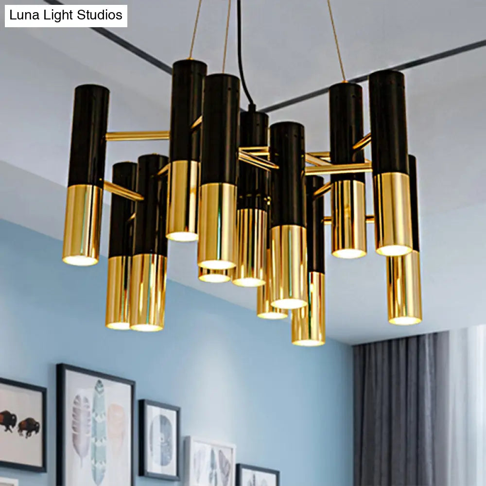 Lámpara de techo tubular moderna - Metal dorado, 7/13/19 luces, luz cálida, para sala de estar