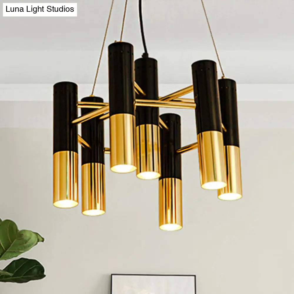 Lámpara de techo tubular moderna - Metal dorado, 7/13/19 luces, luz cálida, para sala de estar