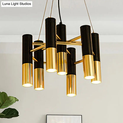 Lámpara de techo tubular moderna - Metal dorado, 7/13/19 luces, luz cálida, para sala de estar