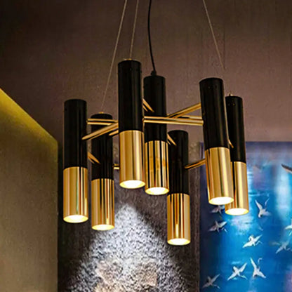 Lámpara de techo tubular moderna - Metal dorado, 7/13/19 luces, luz cálida, para sala de estar