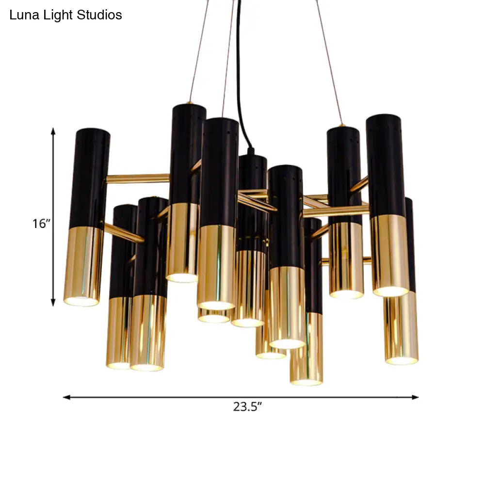 Lámpara de techo tubular moderna - Metal dorado, 7/13/19 luces, luz cálida, para sala de estar
