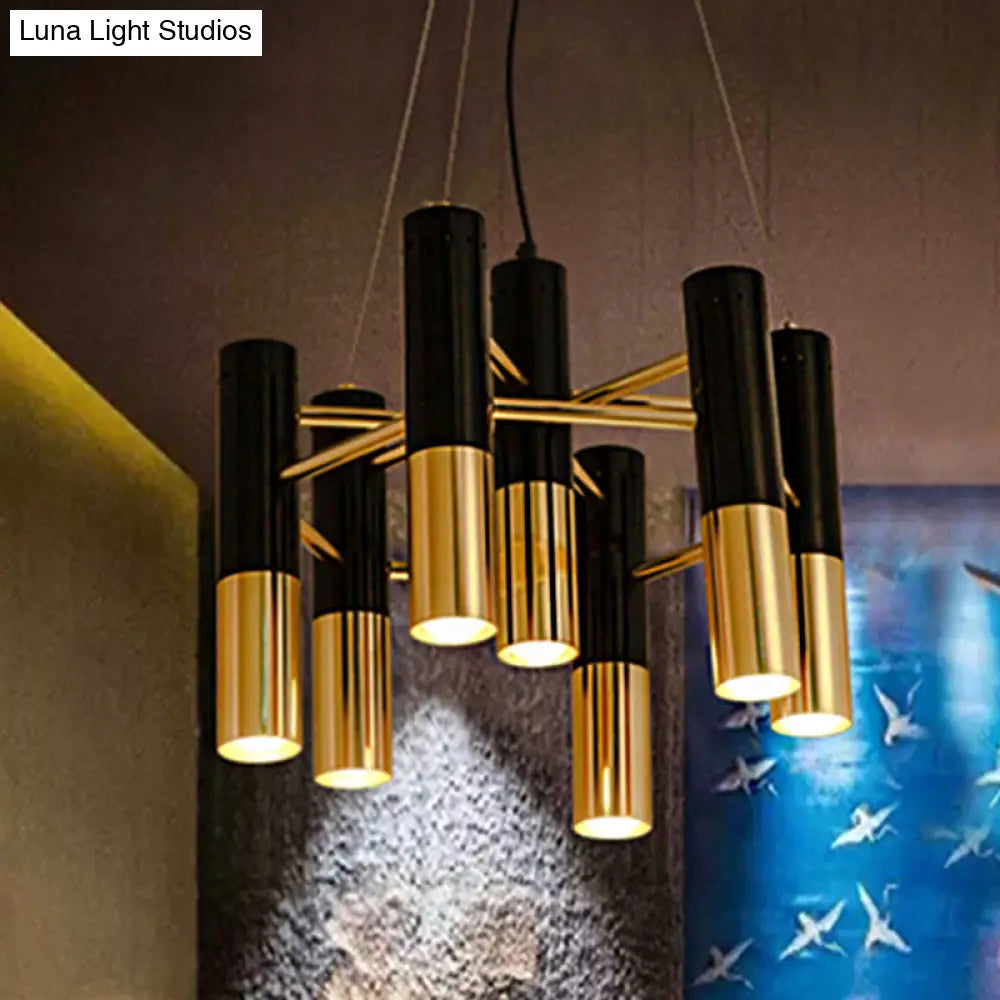 Lámpara de techo tubular moderna - Metal dorado, 7/13/19 luces, luz cálida, para sala de estar