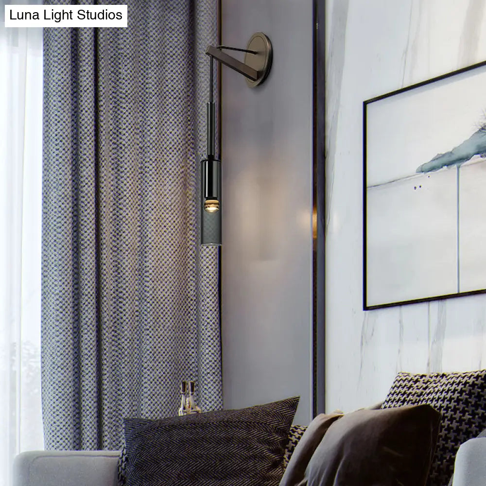 DecorBites™ DecorBites™ Modern Tubular Black Glass Wall Sconce - 1 Light Drop Lamp