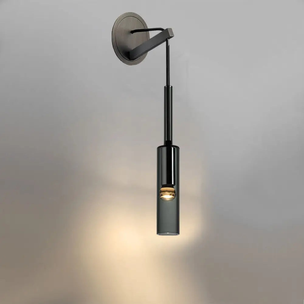 DecorBites™ DecorBites™ Modern Tubular Black Glass Wall Sconce - 1 Light Drop Lamp