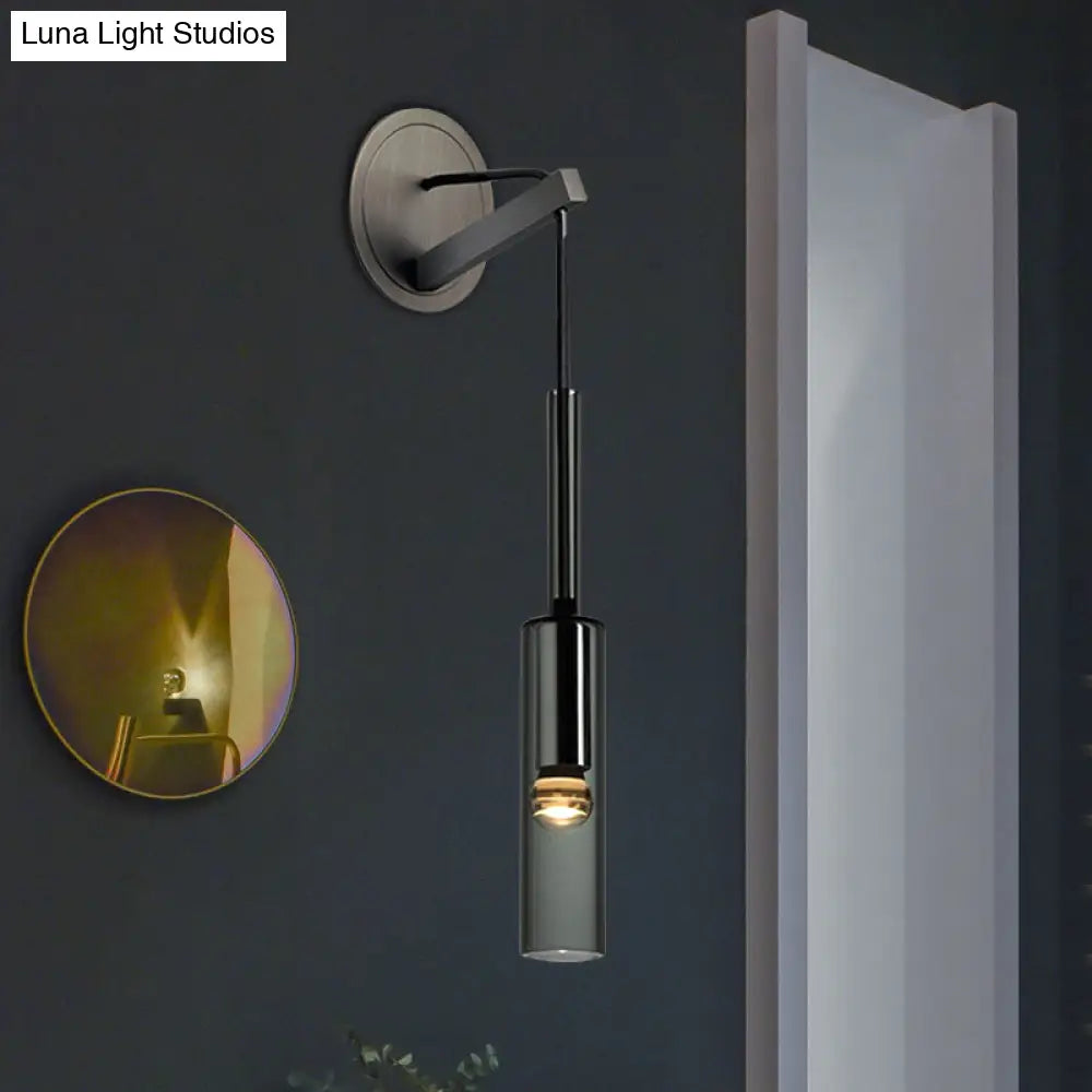 DecorBites™ DecorBites™ Modern Tubular Black Glass Wall Sconce - 1 Light Drop Lamp