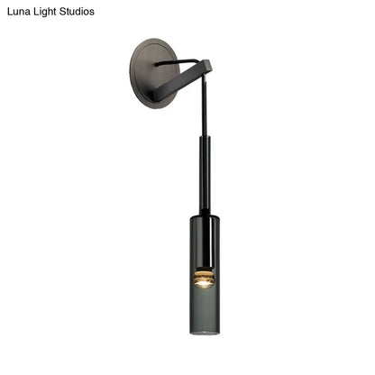 DecorBites™ DecorBites™ Modern Tubular Black Glass Wall Sconce - 1 Light Drop Lamp