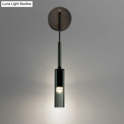 DecorBites™ DecorBites™ Modern Tubular Black Glass Wall Sconce - 1 Light Drop Lamp