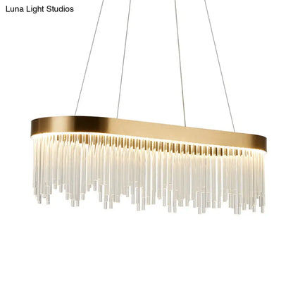 Lámpara de araña tubular moderna de cristal - Lámpara colgante LED de latón en blanco cálido - 23,5"/31,5"/39" de ancho