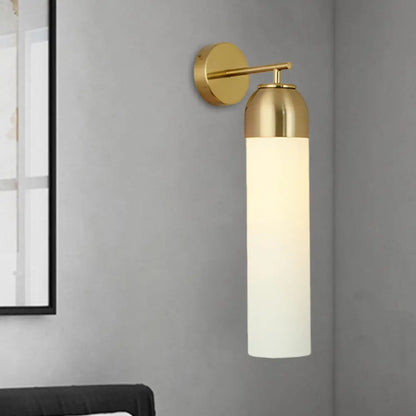 DecorBites™ DecorBites™ Modern Tubular Sconce Cream/Green Glass Wall Lighting Fixture with Metal Arm - 1 Head