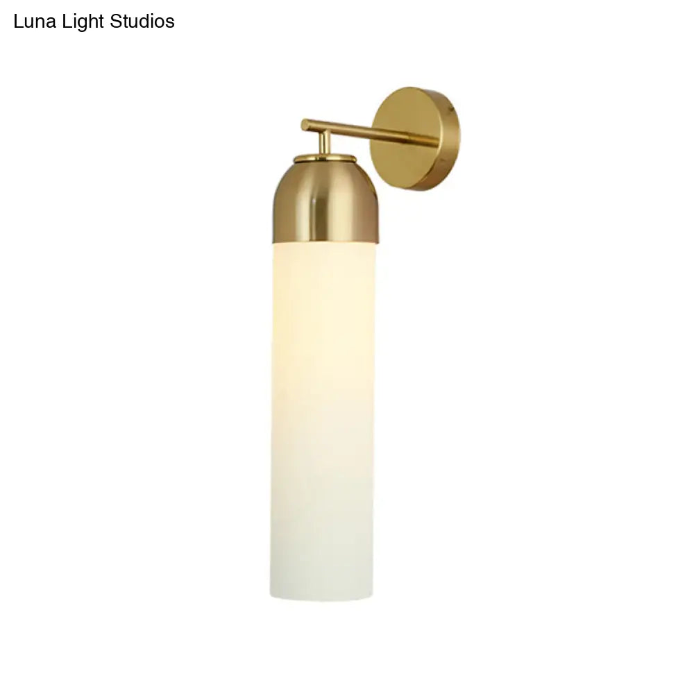 DecorBites™ DecorBites™ Modern Tubular Sconce Cream/Green Glass Wall Lighting Fixture with Metal Arm - 1 Head