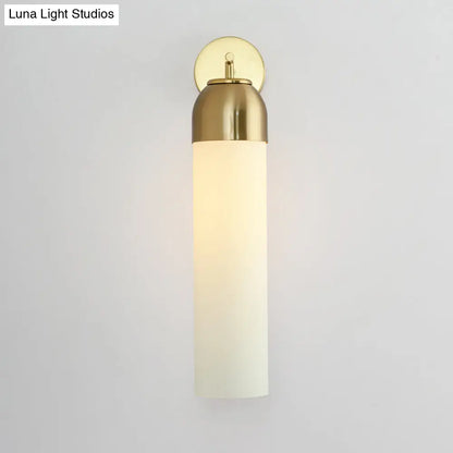 DecorBites™ DecorBites™ Modern Tubular Sconce Cream/Green Glass Wall Lighting Fixture with Metal Arm - 1 Head