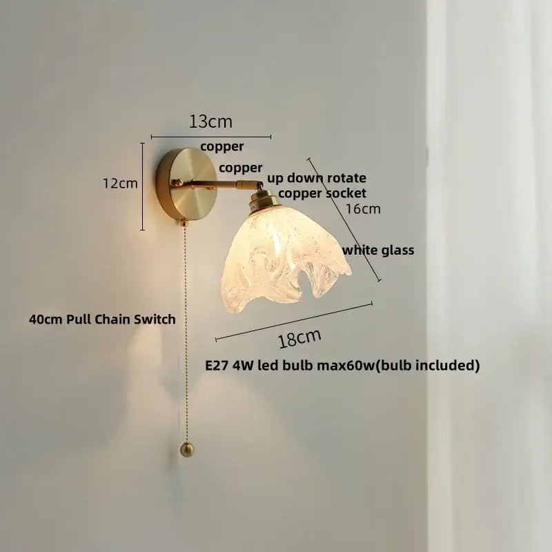 Modern turquoise blue glass wall sconce with copper finish, white glass shade, and adjustable rotating socket for decorbites blue glass decor