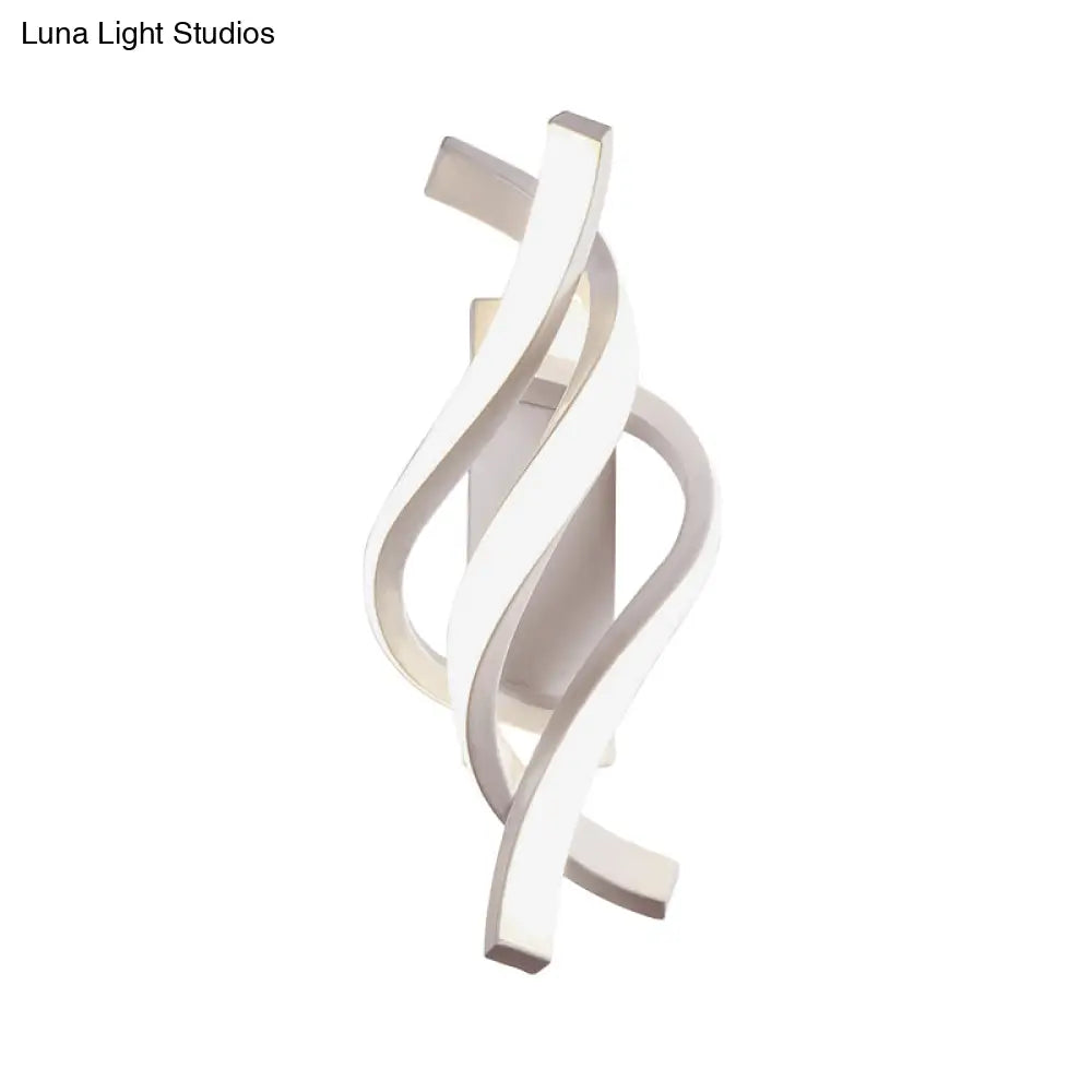 DecorBites™ DecorBites™ Modern Twisted Acrylic LED Wall Sconce Lamp in White with Warm/White Light
