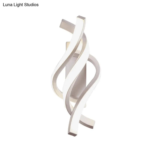 DecorBites™ DecorBites™ Modern Twisted Acrylic LED Wall Sconce Lamp in White with Warm/White Light