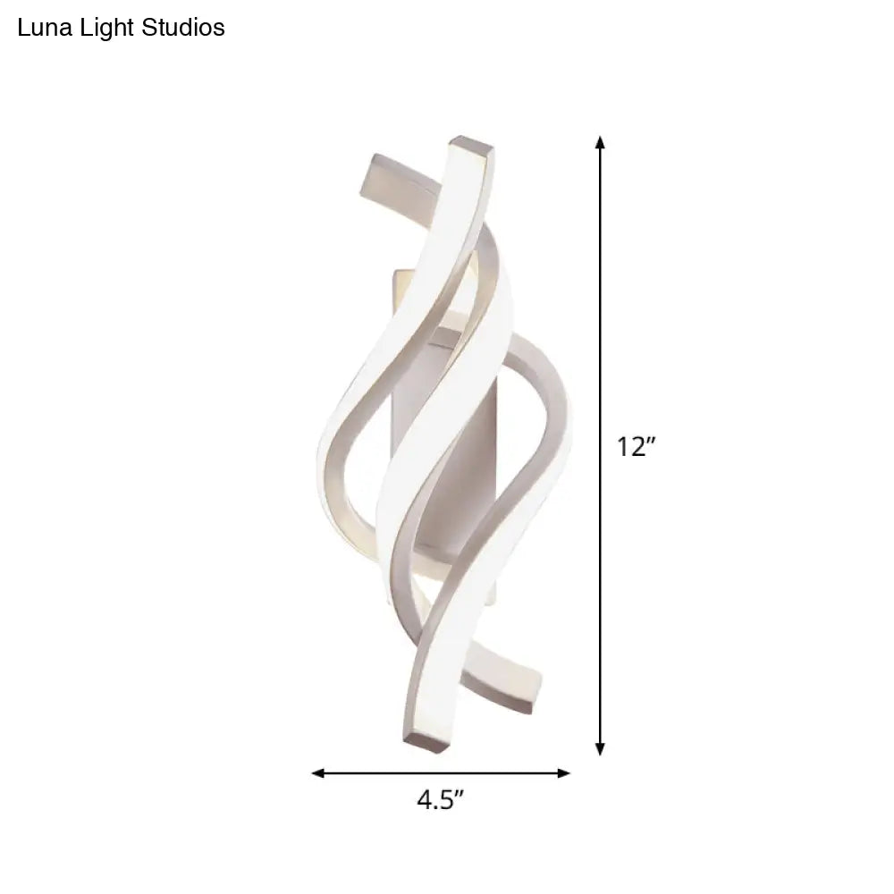 DecorBites™ DecorBites™ Modern Twisted Acrylic LED Wall Sconce Lamp in White with Warm/White Light