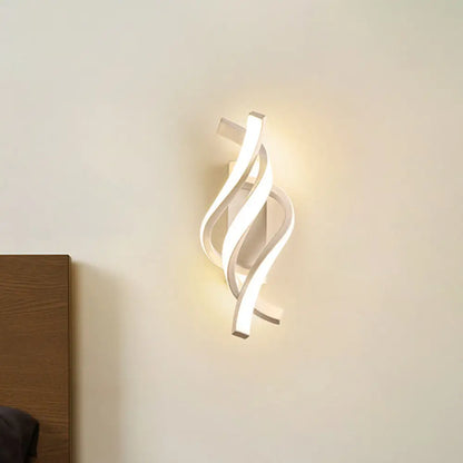 DecorBites™ DecorBites™ Modern Twisted Acrylic LED Wall Sconce Lamp in White with Warm/White Light