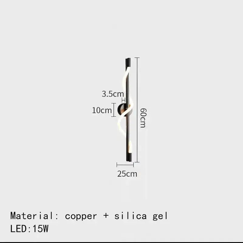 Modern twisted black copper dimming wall lights with silica gel diffuser and integrated 15w led for bedroom decorbites dimming wall use