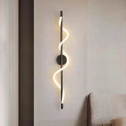 Modern twisted black dimming wall lights with sleek led light strip emitting warm white illumination for bedroom decorbites dimming wall