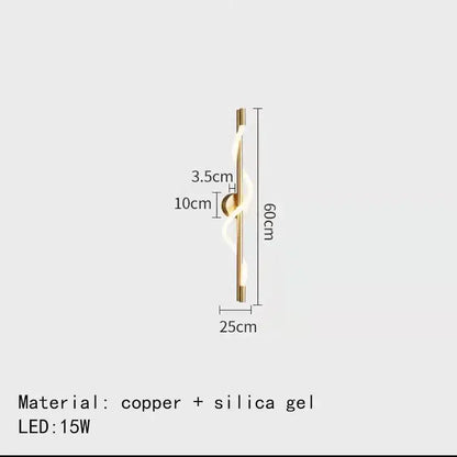 Modern twisted black dimming wall lights with gold-toned copper frame and silica gel led strip for stylish bedroom decorbites dimming wall