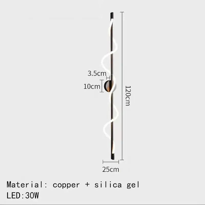 A 120cm tall modern led floor lamp with copper frame and white silica gel spiral design for dimming wall lights decorbites