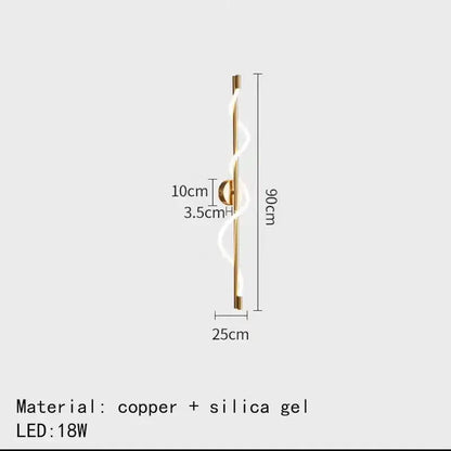 A sleek modern black dimming wall light with twisted copper frame and embedded led lighting for bedroom decorbites dimming wall