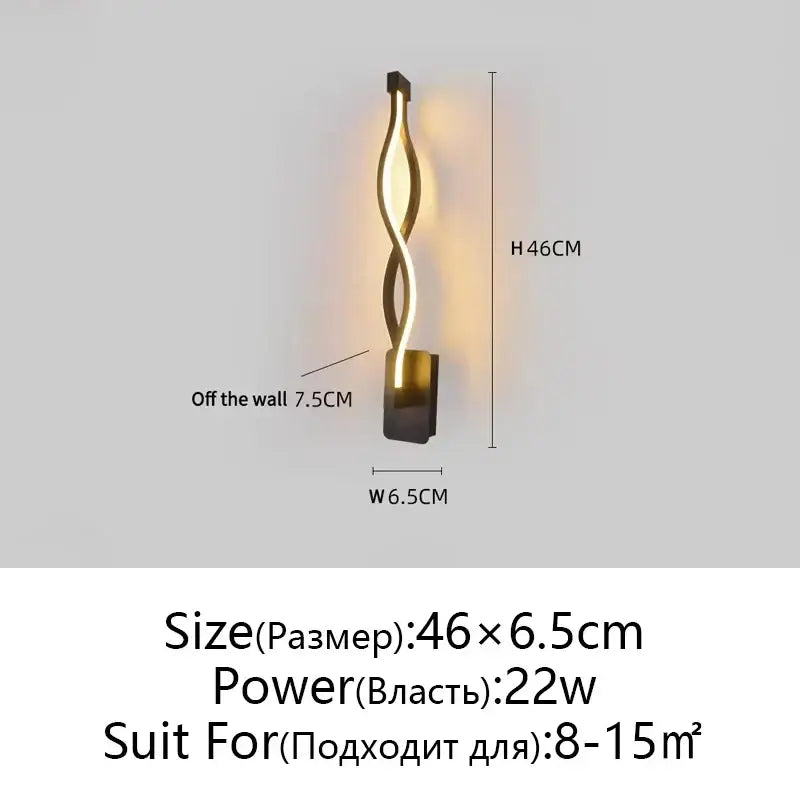 Modern gold-toned twisted led wall lamps with sleek minimalist design for bedroom lighting and led wall use