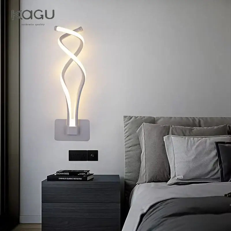 Modern white led wall sconce with sleek twisted design for bedroom and living room led wall lamps lighting