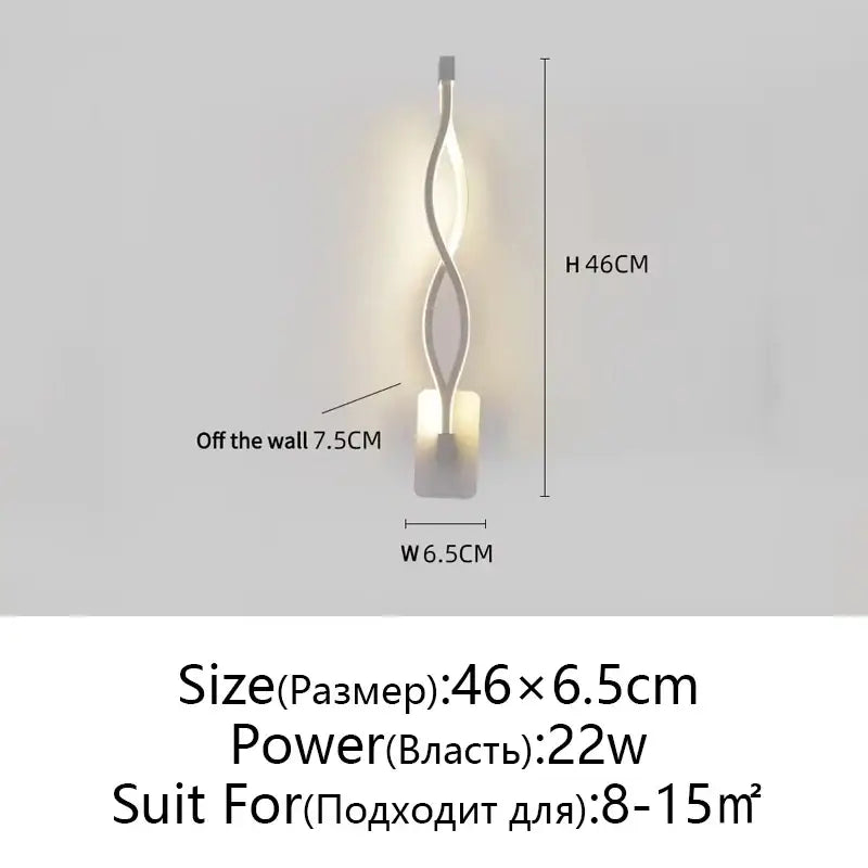 Modern silver-toned twisted led wall sconce with sleek minimalist design for bedroom lighting wall lamps