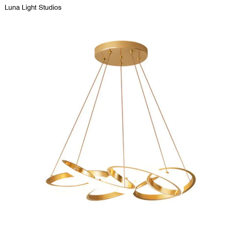 Modern Twisted Chandelier: Chic Metal Suspension Light for Restaurants – Hanging Cord Included