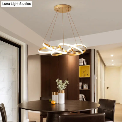 Modern Twisted Chandelier: Chic Metal Suspension Light for Restaurants – Hanging Cord Included