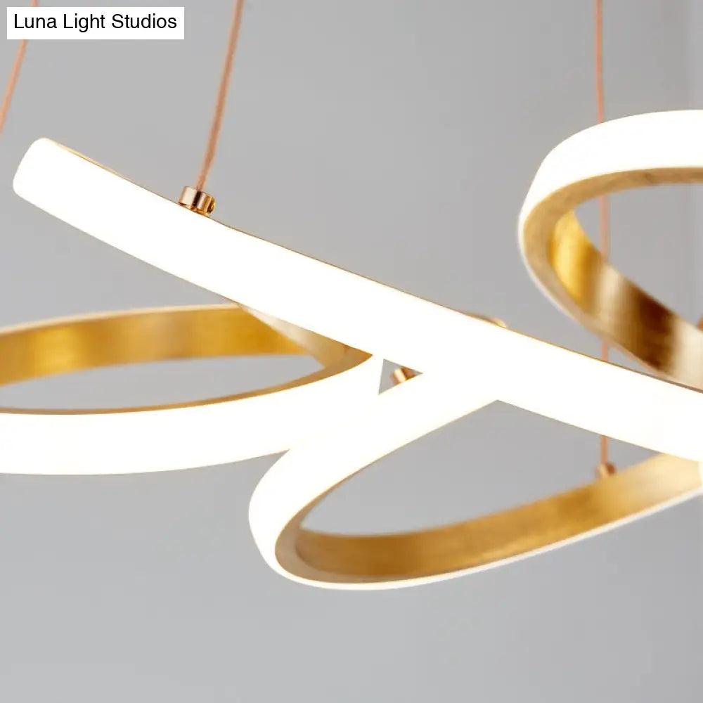 Modern Twisted Chandelier: Chic Metal Suspension Light for Restaurants – Hanging Cord Included