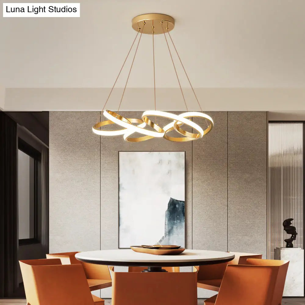 Modern Twisted Chandelier: Chic Metal Suspension Light for Restaurants – Hanging Cord Included