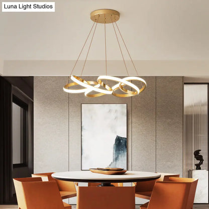 Modern Twisted Chandelier: Chic Metal Suspension Light for Restaurants – Hanging Cord Included