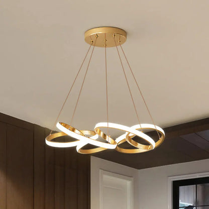 Modern Twisted Chandelier: Chic Metal Suspension Light for Restaurants – Hanging Cord Included