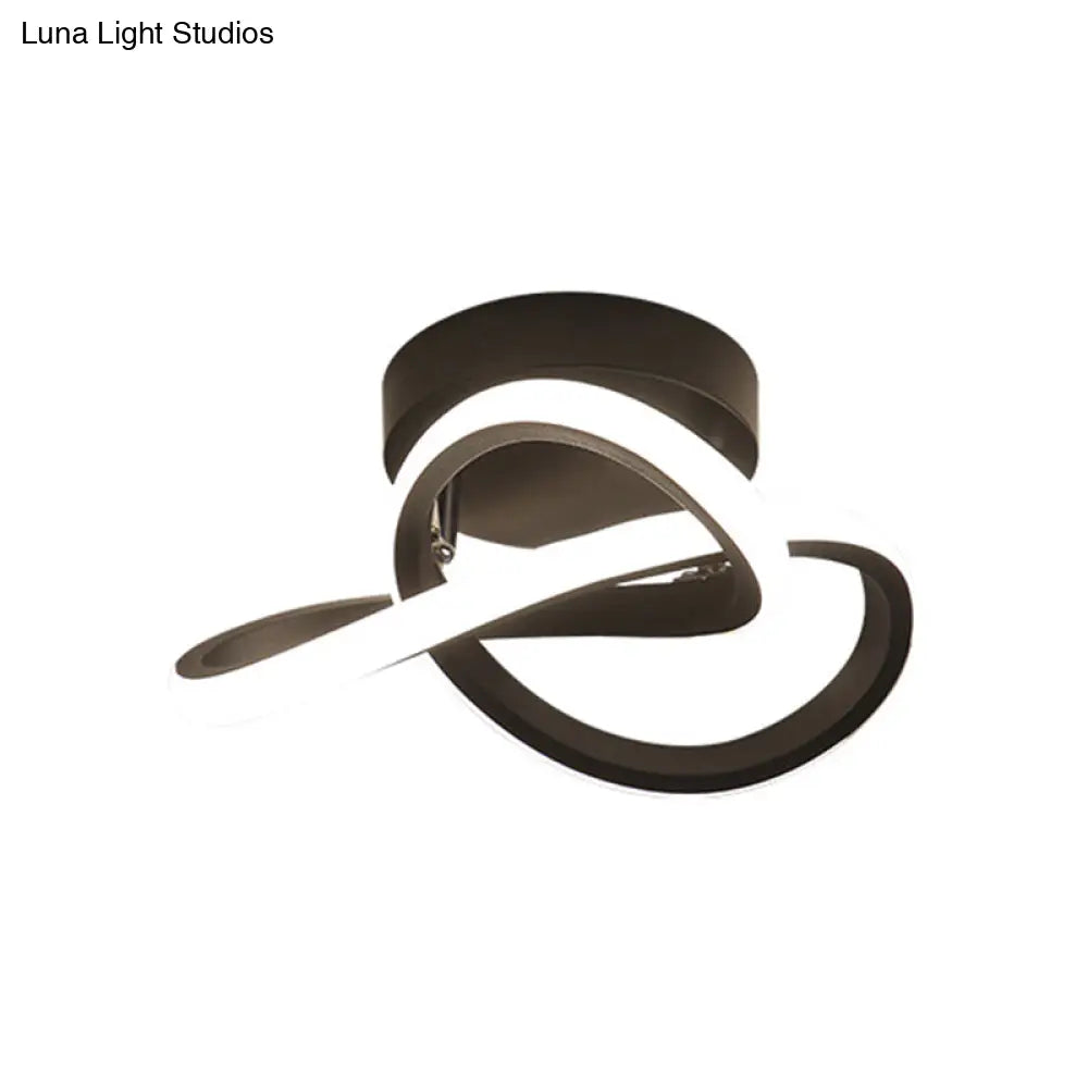 DecorBites™ DecorBites™ Modern Twisting Ceiling Flush Light - LED Semi Mount Foyer Lighting in Warm/White Light, Black/White